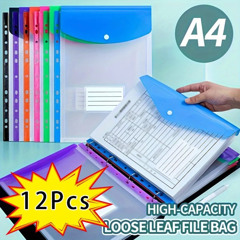 12 Pack A4 Expanding File Folders 11 Ring Binder Pockets Heavy Duty PP Plastic uses for school office document organizer